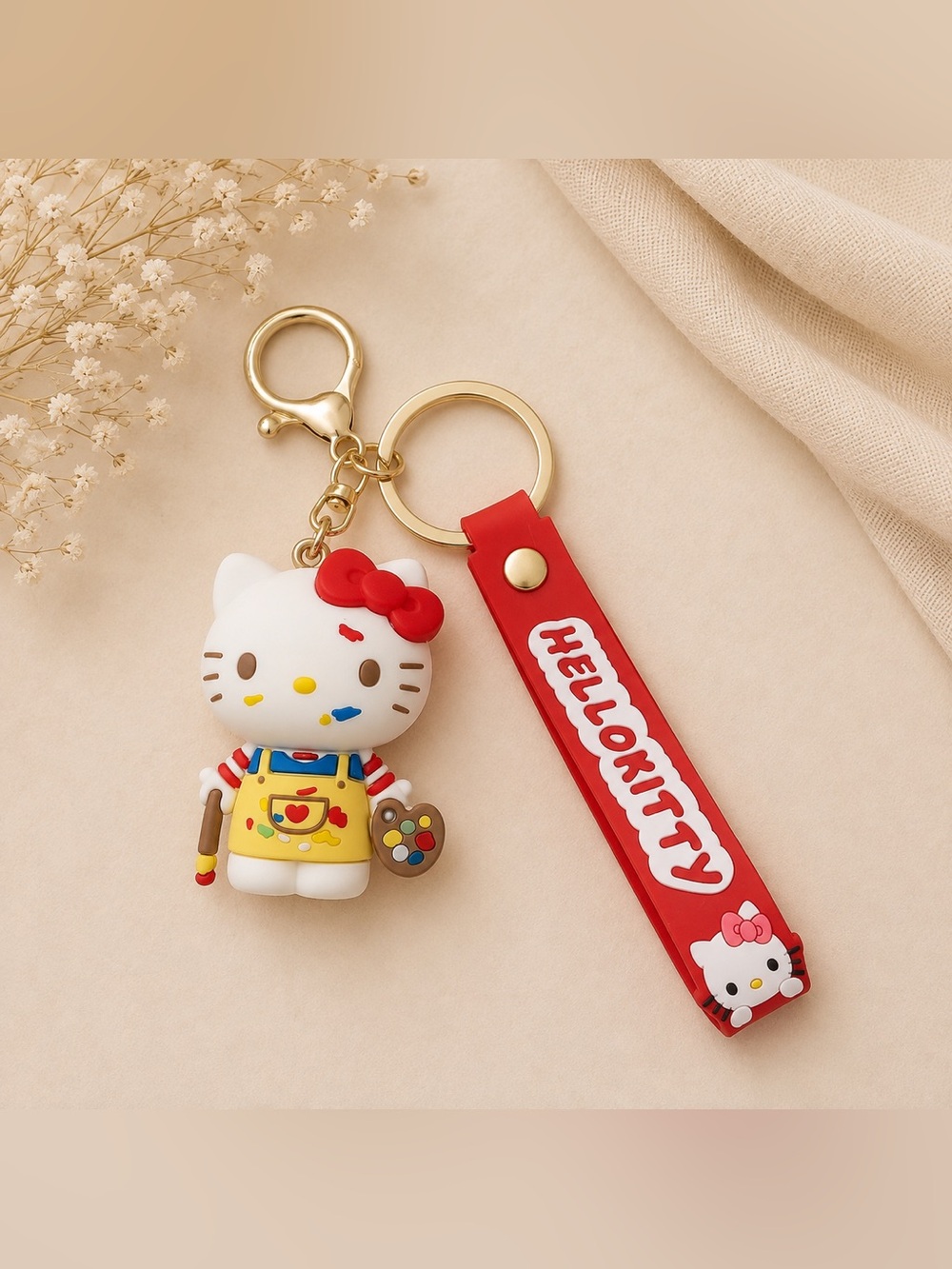 Hello Kitty Silicone Keychain Wristlet (Artist)